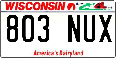 WI license plate 803NUX