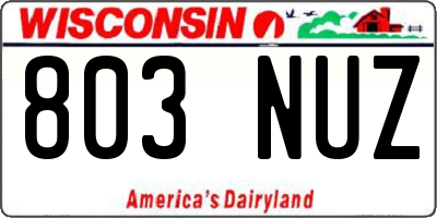 WI license plate 803NUZ