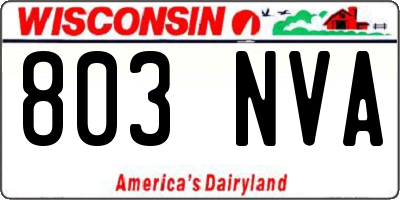 WI license plate 803NVA