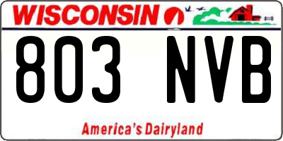 WI license plate 803NVB