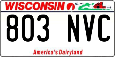 WI license plate 803NVC