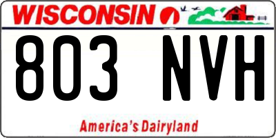 WI license plate 803NVH