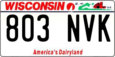 WI license plate 803NVK