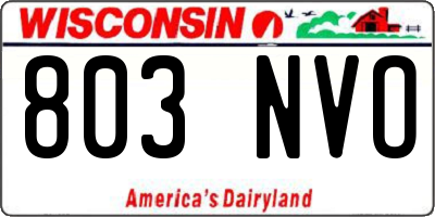 WI license plate 803NVO