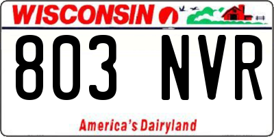 WI license plate 803NVR