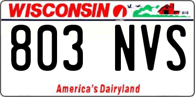 WI license plate 803NVS