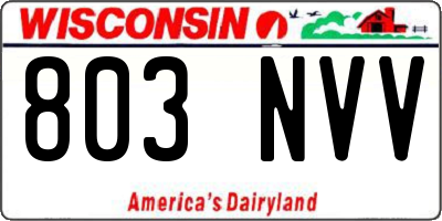 WI license plate 803NVV