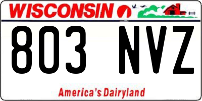 WI license plate 803NVZ