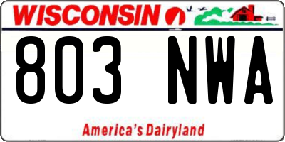 WI license plate 803NWA