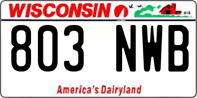 WI license plate 803NWB