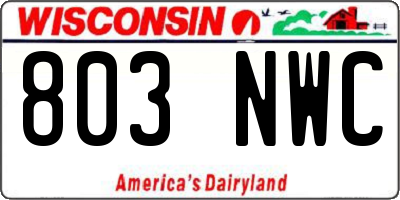 WI license plate 803NWC