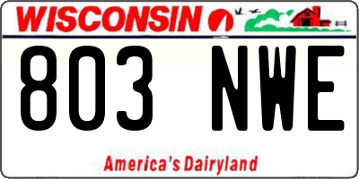 WI license plate 803NWE