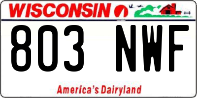WI license plate 803NWF