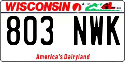 WI license plate 803NWK
