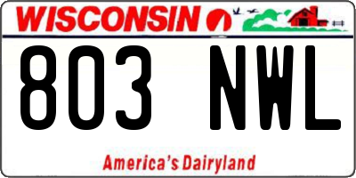 WI license plate 803NWL
