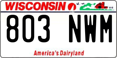 WI license plate 803NWM