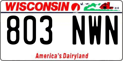 WI license plate 803NWN