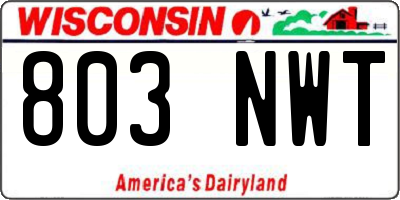 WI license plate 803NWT