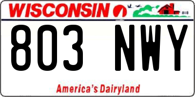 WI license plate 803NWY