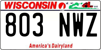 WI license plate 803NWZ
