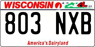 WI license plate 803NXB