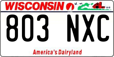 WI license plate 803NXC