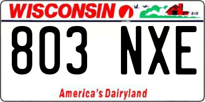 WI license plate 803NXE