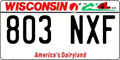 WI license plate 803NXF
