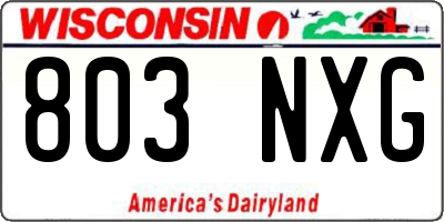 WI license plate 803NXG