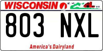 WI license plate 803NXL