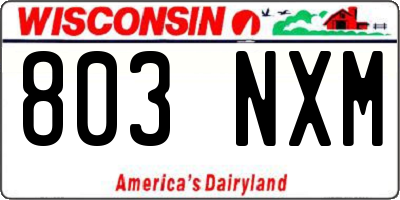 WI license plate 803NXM