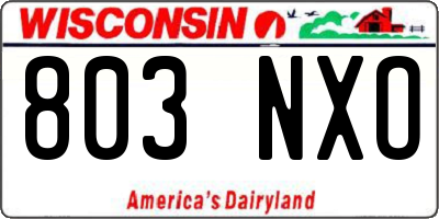 WI license plate 803NXO