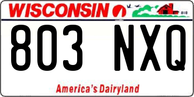 WI license plate 803NXQ