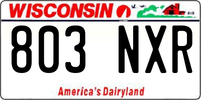 WI license plate 803NXR