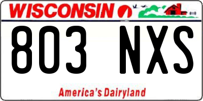 WI license plate 803NXS