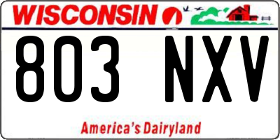 WI license plate 803NXV