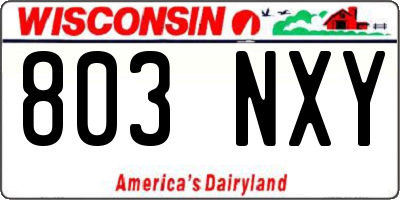 WI license plate 803NXY