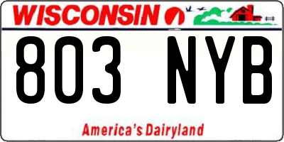 WI license plate 803NYB