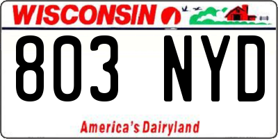 WI license plate 803NYD