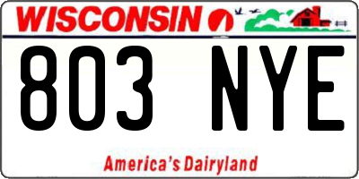 WI license plate 803NYE
