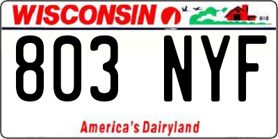 WI license plate 803NYF