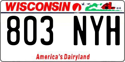 WI license plate 803NYH