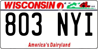 WI license plate 803NYI