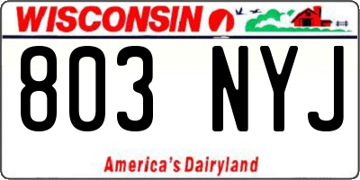 WI license plate 803NYJ