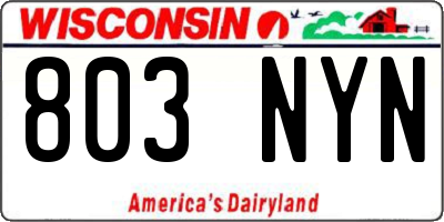 WI license plate 803NYN