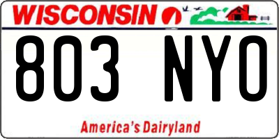 WI license plate 803NYO