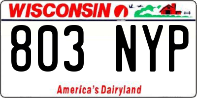 WI license plate 803NYP