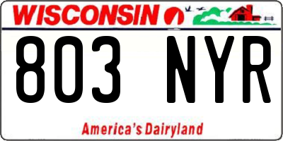 WI license plate 803NYR