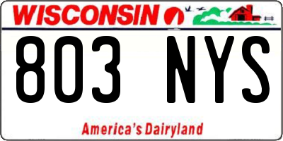 WI license plate 803NYS