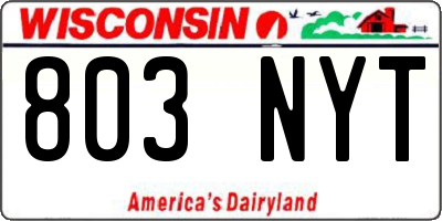 WI license plate 803NYT